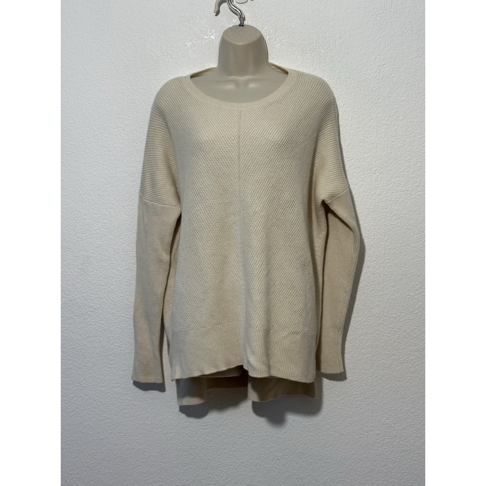 Vince Sweater Womens Medium Wool Cashmere Ivory Ribbed Oversized Sweater‎